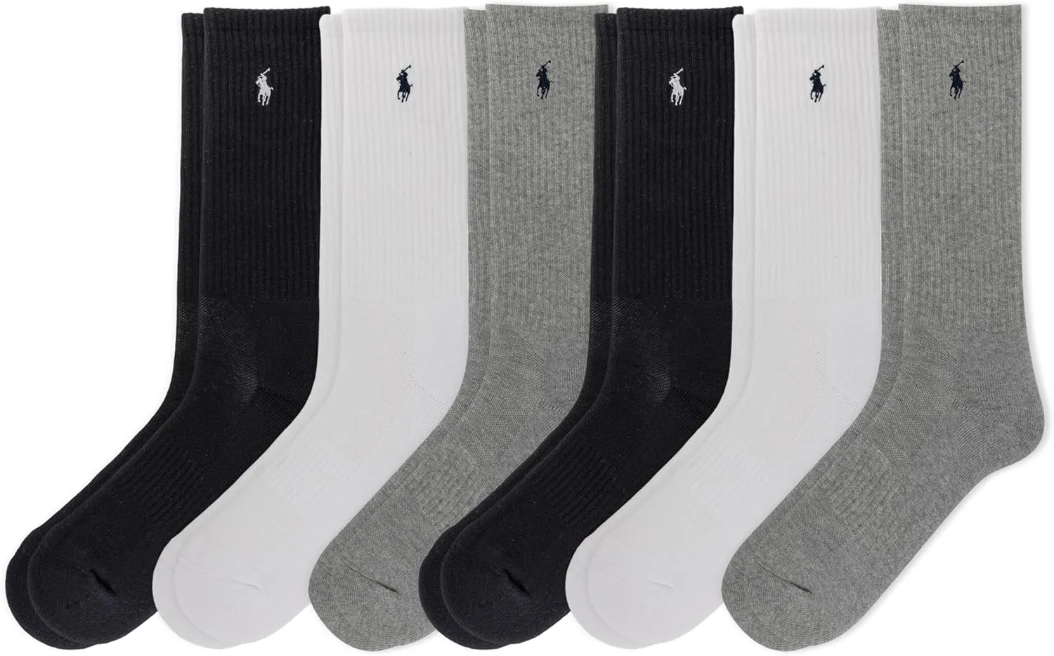 POLO RALPH LAUREN Men's Athletic Performance Cotton Crew Socks - 6 Pair Pack - Moisture Wicking Mesh - Image 20
