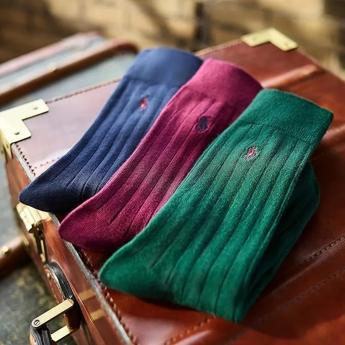 POLO RALPH LAUREN Super Soft Birdseye Dress Crew Socks - 3 Pair Pack - Signature Embroidered Pony & Heel-toe Reinforcement - Image 3